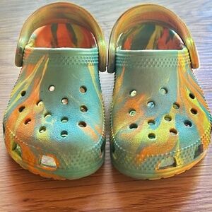 Crocs Shoes Kids 6 Classic Marbled Turquoise Multicolor Clogs